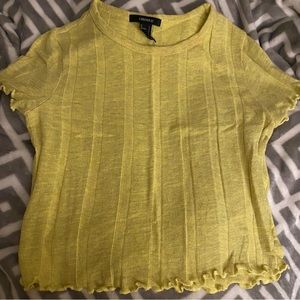 Forever 21 Juniors L Lettuce Hem Ribbed Crop Top